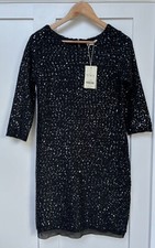 New Monsoon Size 10 Ladies Short Jumper Dress Party Evening Sequinned Black