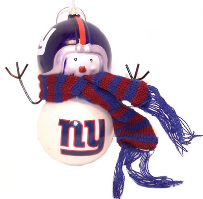 NFL New York Giants Blown Glass Snowman Ornament