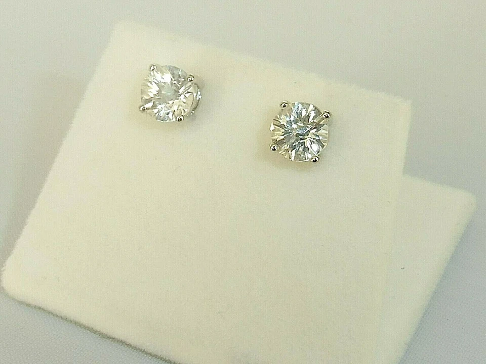 Pendientes de topacio blanco corte infinito de 2 quilates de platino macizo 950 con sello para dama Foto 4 de 4
