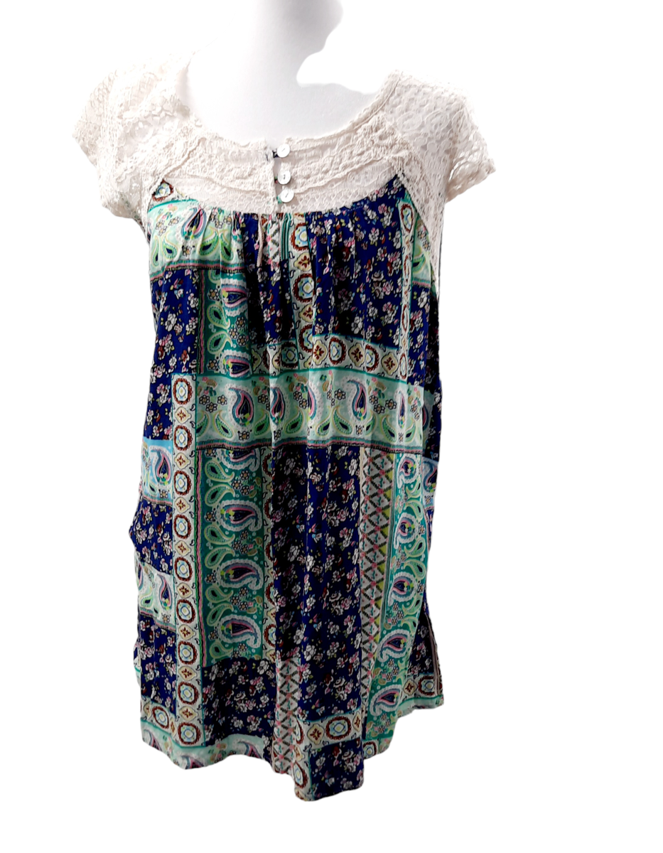 Kori America S Babydoll Top Lace Dress Tunic Paisley Floral Kori America S Babydoll Top Lace Dress Tunic Paisley Floral