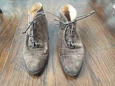 Vintage Ladies Salvatore Ferragamo Brown Suede Ankle Boots 6B