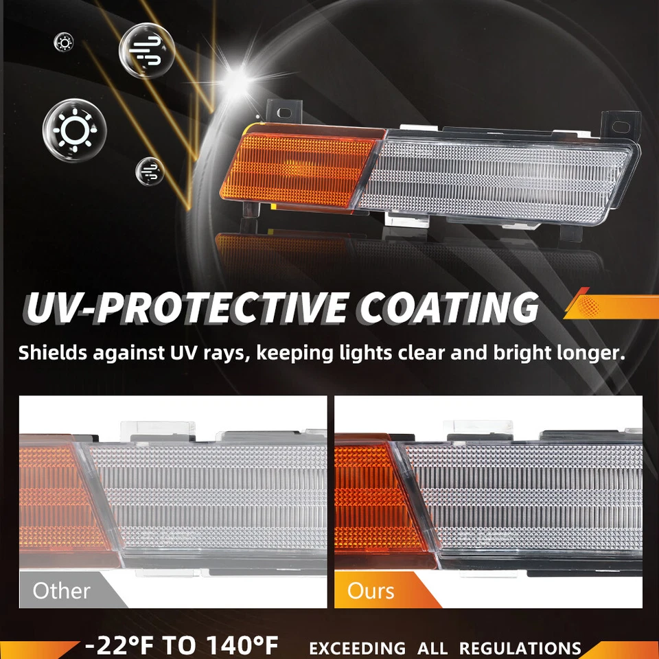 2X Luz de señalización lateral de señal de giro de esquina delantera especificaciones OEM para Corvette C4 1984-1987 Foto 3 de 4