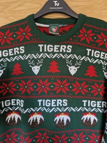 Maglione Uomo Leicester Tigers Verde Rugby Union Natale Taglia Media Natale - Foto 2 di 5
