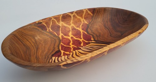 African Safari Serving Bowl Set Hand Carved Olive Wood - Picture 10 of 24