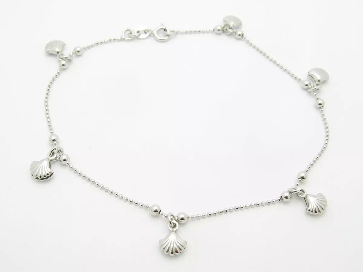 Platinum Sterling Silver Dangling Sea Shell Design Multi Station