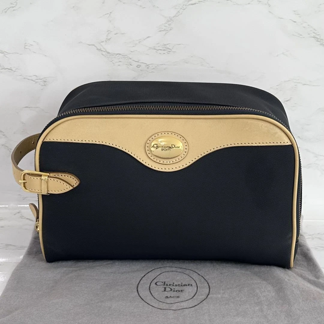 Christian Dior Deuxième Sac Cuir PVC Beige Self 00273