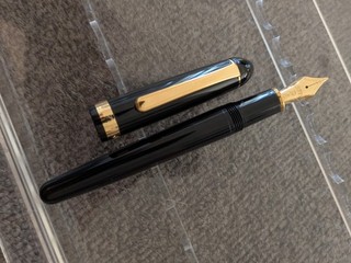 vtg nos Black Gt Platinum Century 3776 Fountain Pen Steel Gp B Flex Nib