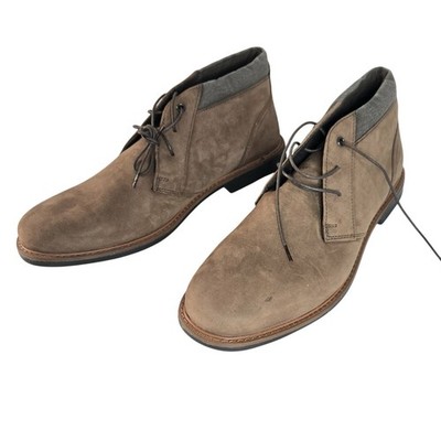 Hawker Rye Declan Contrast Stitch Leather Canvas Chukka Ankle Boot Size 12