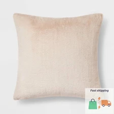 Faux Rabbit Fur Throw Pillow - Threshold™ Color Neutral Size Oversized Square