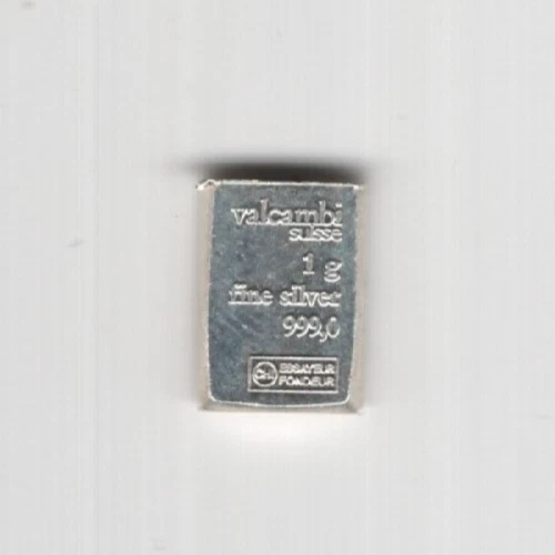 VALCAMBI SUISSE 1 GRAM .999 FINE SILVER 99% SILVER SWITZERLAND INGOT BULLION BAR