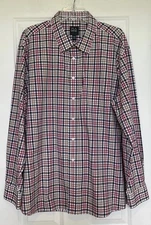 Jos A Bank Men Colorful Check Long Sleeve Shirt XXL Button Up Collar Traveler