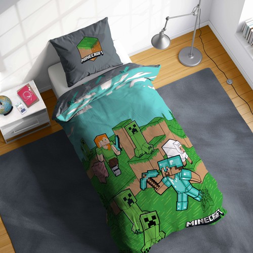Minecraft "Animals & Mobs" Wende-Bettwäsche-Set 135x200 80x80 Baumwolle Bettzeug - Bild 4 von 5