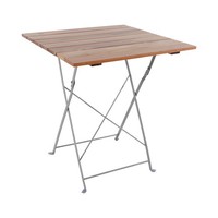 Klapptisch Biergarten Tisch Gartentisch Klappbar Akazienholz Stahl 70X70Cm
