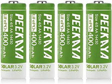  4-Pack 14430 Rechargeable Battery Lifepo4 3.2V 400Mah for Ourdoor Gardan Solar