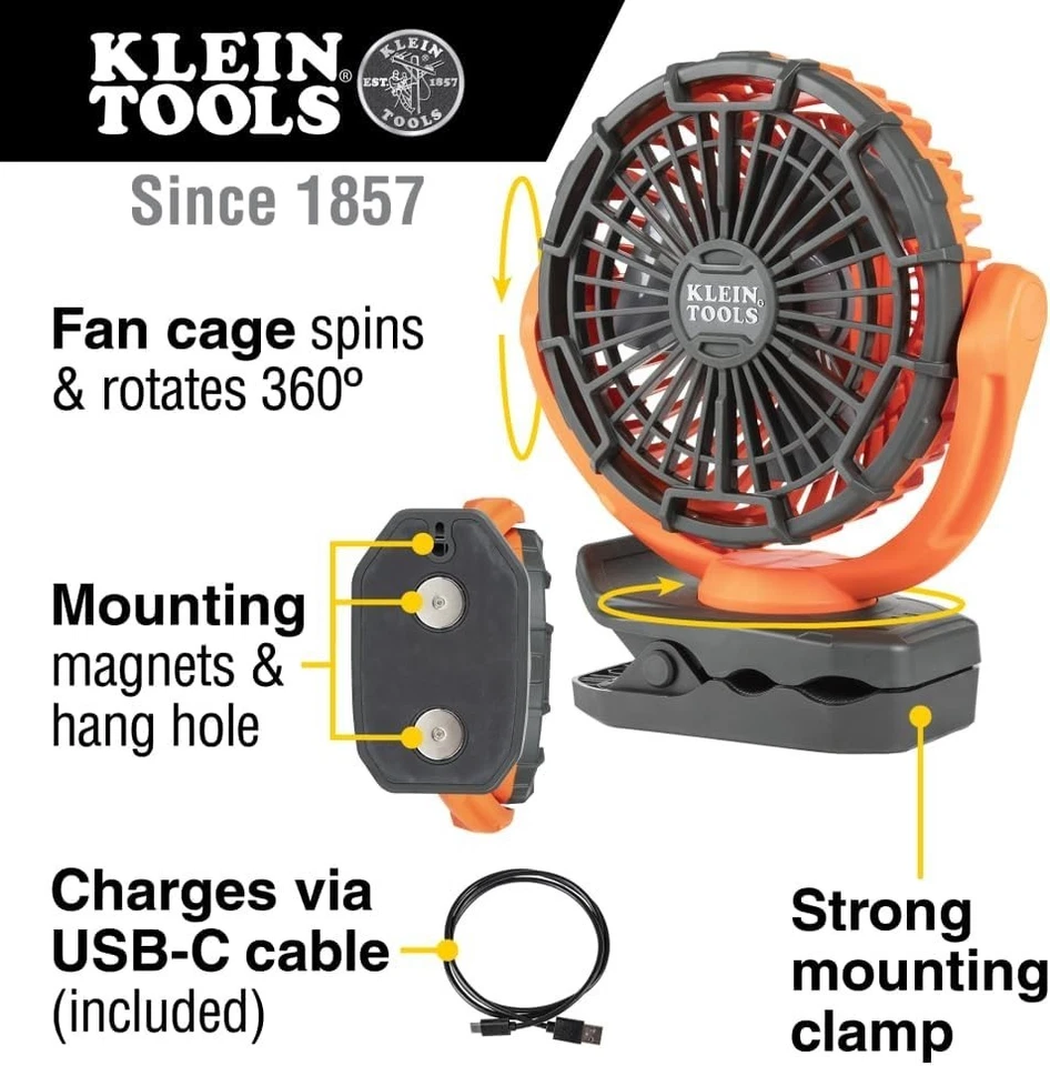 Versatile 7-Inch Portable Fan with USB-C Charging and Multiple Mounting Options - Image 4 of 4