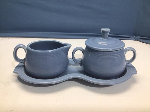Fiestaware Cream and Sugar Set with tray Fiesta Light Blue Periwinkle
