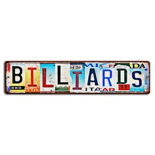 Billiards License Plate Art Sign - Pool Room Decor