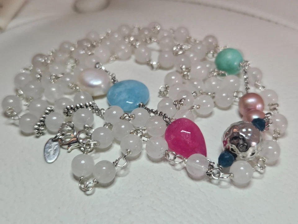 girocollo a due fili Luisa della Salda in argento e pietre naturali - Immagine 4 di 4