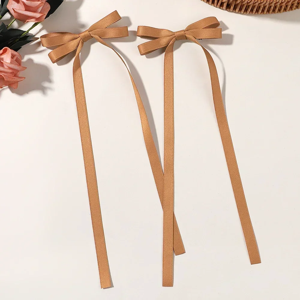 2Pcs 2025 New Cute Ribbon Bow Headband Long Tassel Hair Clip Women'S Hair Access