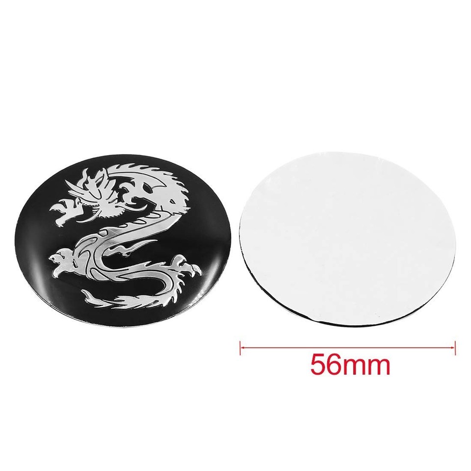 Wheel Sticker Car Hub Center Cover Dragon Pattern Silver Tone Diameter ...
