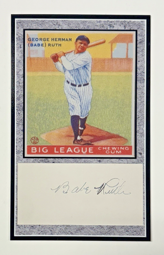BABE RUTH SIGNED AUTO AUTOGRAPH CUSTOM CARD W/1933 GOUDEY PIC ...