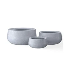 Kante 19.6",15.7",11.8" Dia Round Concrete Planters Set of 3, Cement Plant Po...
