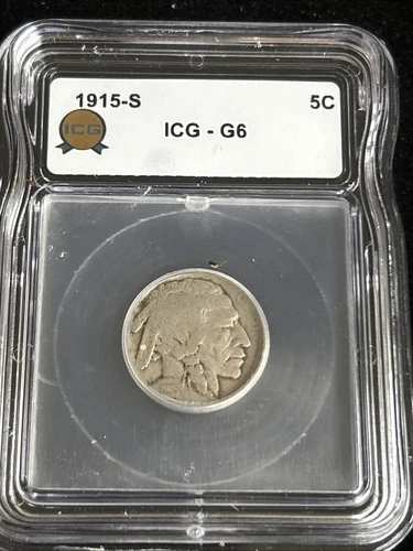 SASA 1915-S Buffalo Nickle ICG G6