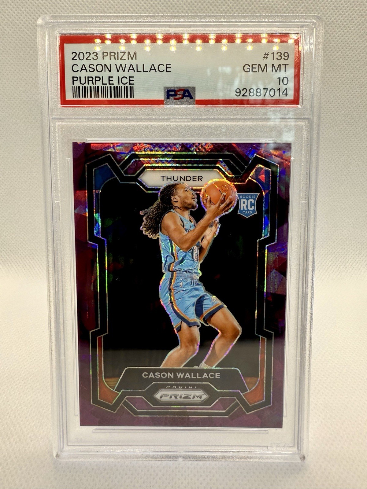 2023-24 Panini Prizm - Cason Wallace #139 Purple Ice Prizm /149 (RC) PSA 10