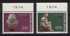 Europa Sculptures 2v Top Margins Yugoslavia 1974 MNH SG#1603-1604