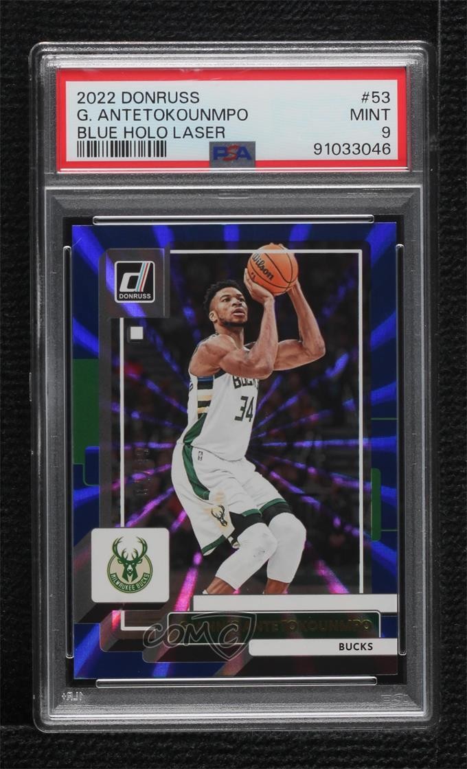 2022 Panini Donruss Holo Blue Laser /49 Giannis Antetokounmpo #53 PSA 9 MINT 2l4