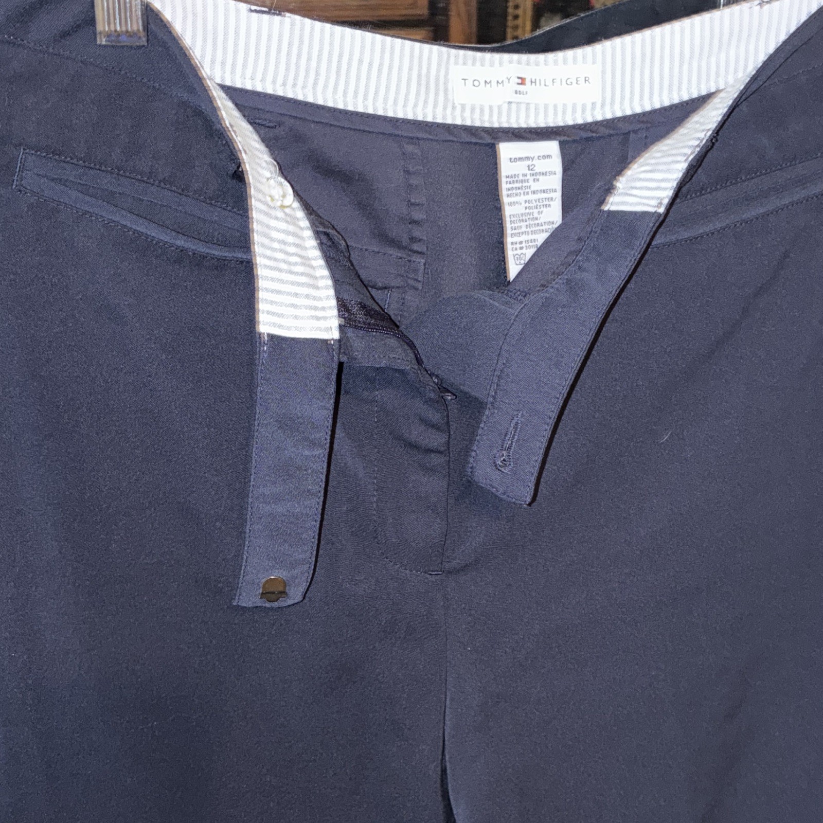 Tommy Hilfiger Golf Chino Shorts Navy Women's Size 12 Mid Rise Pockets
