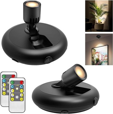 Led Wireless Spotlight Battery Operated Lights With Remote Control Dimmable Mini