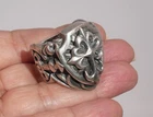 VTG HEAVY 925 STERLING SILVER MEN'S RING CROSS SHIELD SWORDS BIKER Sz 12 37g
