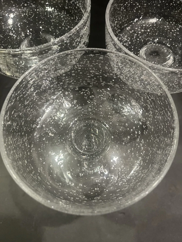 "3 vasos de margarita de burbujas grandes vintage transparentes de 7"" de alto nunca usados vidrio pesado" Foto 2 de 4