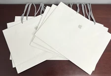 Lot of 6 - Genuine Apple Store Logo White Gift Retail Bags - 16" x 12" x 4"