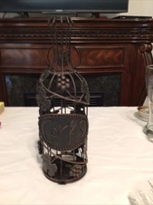 DECORATIVE WINE BOTTLE CORK HOLDER BRONZE METAL GRAPEVINE GRAPES