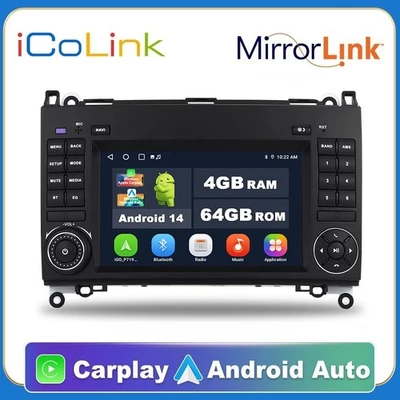 7'' Android 14 Autoradio Mercedes A/B Klasse W169 W245 Sprinter Vito Crafter Nav - Bild 1 von 4