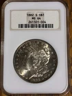 1882-S MORGAN SILVER DOLLAR ~ NGC MS64 ~ OLD BROWN LABEL.