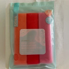 Bliss Go Scrubs Washcloth Trio Exfoliating 3-Pack for Face Body