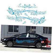 Butterfly Flower Graphic Car Stickers DIY Styling Decorative Door Glossy Blue
