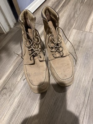 Red Wings women s Tan Leather Lace-Up Ankle stylish Boots Round Toe Rubber Sole