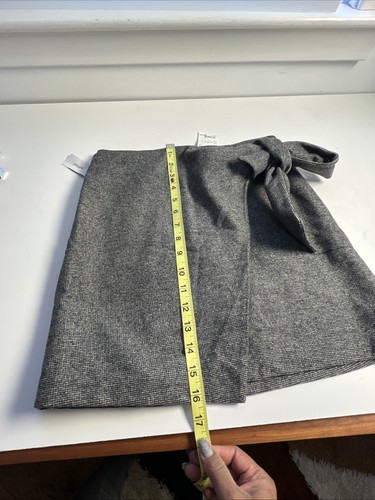 Wilfred Dorine Wool Blend Faux Wrap Tie Front Mini Skirt Gray Size 2 NWT - Picture 11 of 11