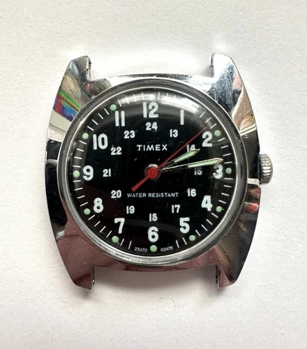 Vintage Timex Sprite Manual Military Style Watch 32mm Running 23070-02475