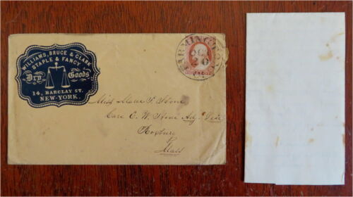 Marie Stone lettre manuscrite Roxbury Massachusetts 1853 enveloppe publicitaire - Photo 1/5