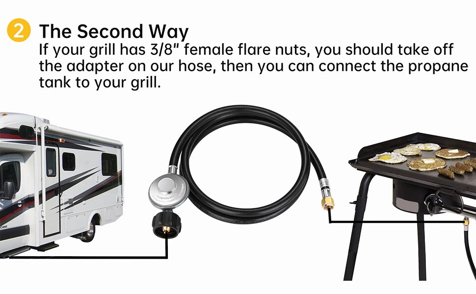 6FT Propane Gas Regulator Hose w/ Elbow Adapter For Blackstone 17" & 22" Griddle