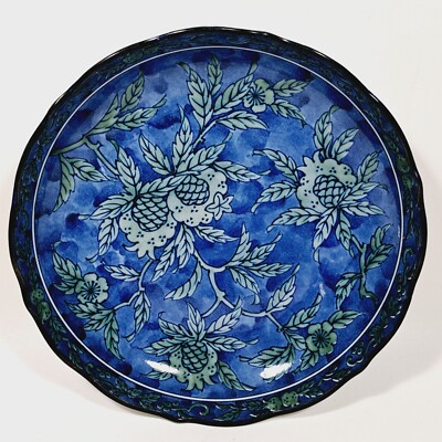 Japanese Asian Blue Green White Large 10'' Dish Bowl Mino Ware Seido-gama