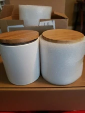 Cedilis 2 Pack 17 Oz Ceramic Food Storage Jar with Airtight Bamboo Lid White ...