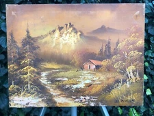 DAVID BLOSSOM Original 1960s WESTERN LANDSCAPE OIL LISTED ILLUSTRATION ARTIST