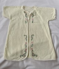 Vintage Felt Baby Gown Robe Embroidered Flowers girls 3/6
