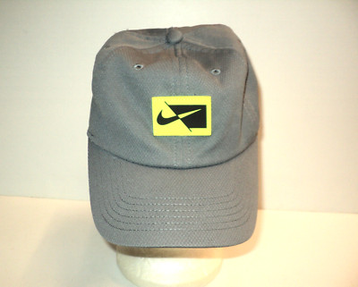 Nike Boy's Child's Cap Hat Gray One Size Dri-Fit Rubber Logo Hook/Loop Closure